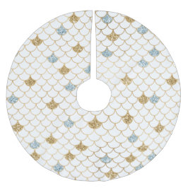 Gold Aqua Blue Glitzer Mermaid Polyester Weihnachtsbaumdecke