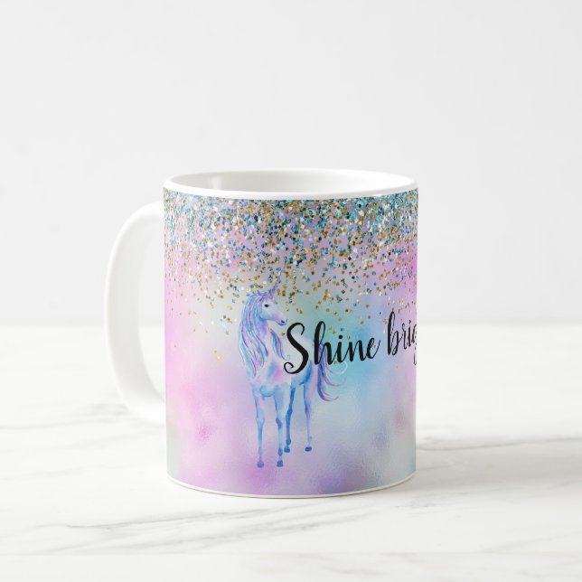 Gold Aqua Glitzer Lila Unicorle Sparkle      Kaffeetasse (Vorderseite Links)