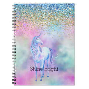 Gold Aqua Glitzer Lila Unicorle Sparkle Notizblock