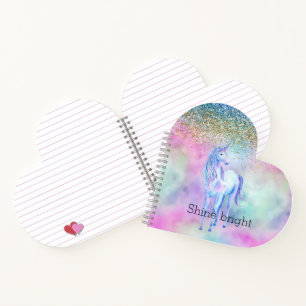Gold Aqua Glitzer Lila Unicorle Sparkle Notizbuch