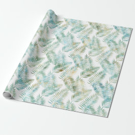 Gold Aqua Green Tropical Blätter Geschenkpapier