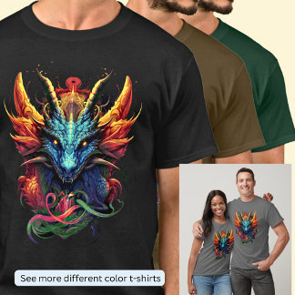 Gold Aqua Red Dragon T - Shirt