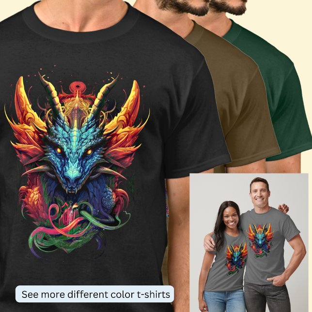Gold Aqua Red Dragon T - Shirt (Von Creator hochgeladen)