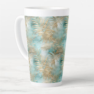 Gold Aqua White Tropical Blätter Milchtasse
