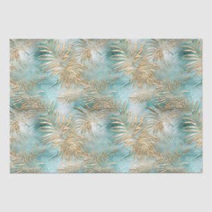 Gold Aqua White Tropical Blätter Seidenpapier