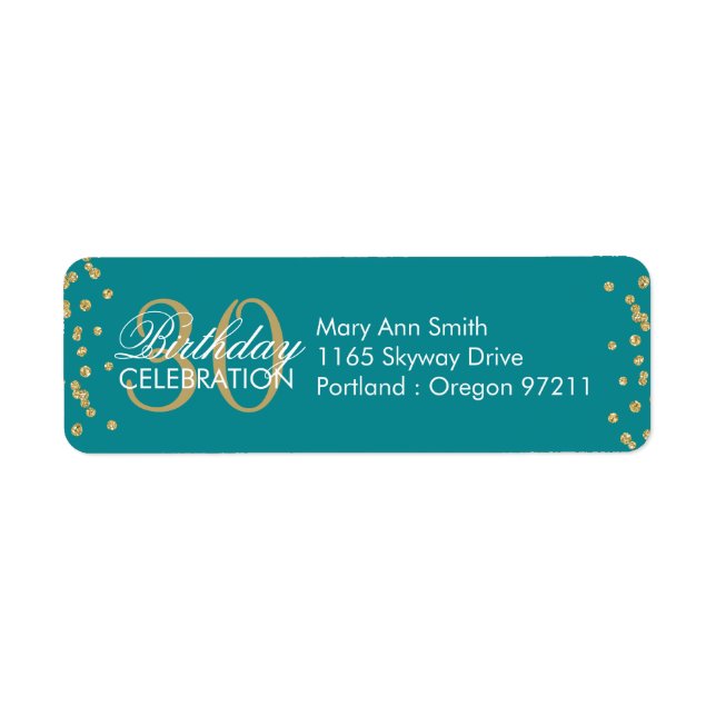 Gold Aquamarin 30. Geburtstag Glitzer Confetti (Vorne)