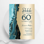 Gold Aquamarin Agate Überraschung 60. Geburtstag Einladung<br><div class="desc">Aquamarin und goldfarben überrascht 60. Geburtstagsfeier Einladung. Elegantes modernes Design mit Aquarellfarben-marmorgeode Hintergrund,  Imitats Glitzer Gold und Typografie Skript-Schriftart. Die trendige Einladungskarte eignet sich perfekt für eine stilvolle Damenfeier. Gedruckte Zazzle Einladungen oder Sofortdownload digitalen druckbaren Vorlage.</div>