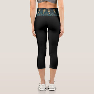 Gold Aquamarin Black Sport Pants Asien Capri Leg Leggings