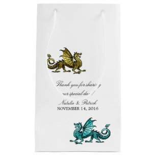 Gold Aquamarin Dragon Wedding-Tasche Kleine Geschenktüte