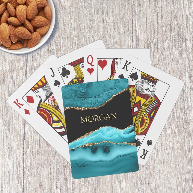 Gold & Aquamarine Gattung, Glitzer, Goldname auf s Spielkarten (Von Creator hochgeladen)