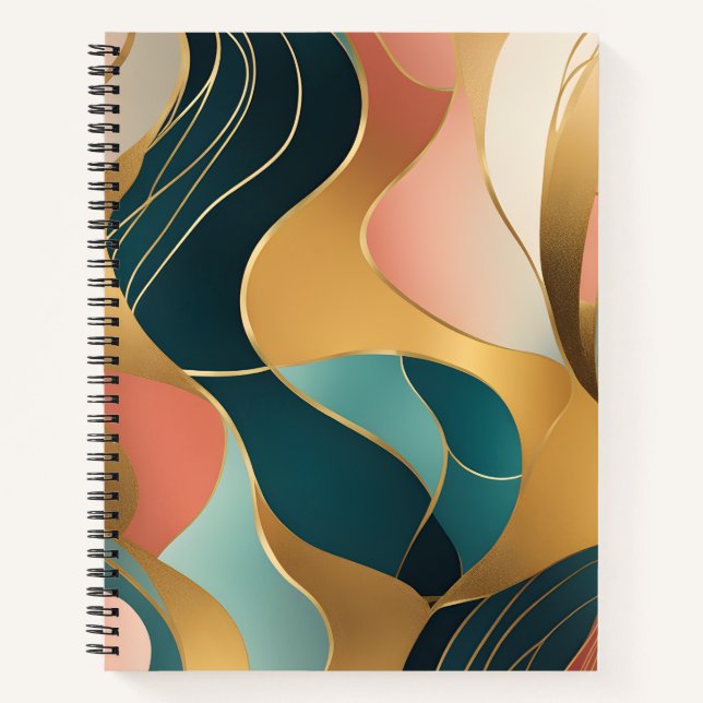 Gold Aquamarine Rose Bio Formen Notizbuch (Vorderseite)