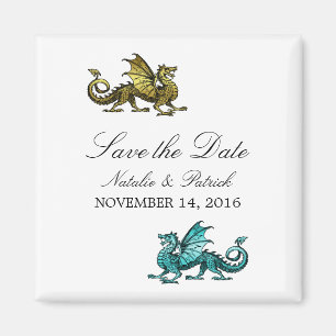 Gold Aquamariner Drache Speichern Sie das Date Mag Magnet
