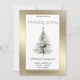 Gold Aquarell Weihnachtsbaumfirma Party Einladung