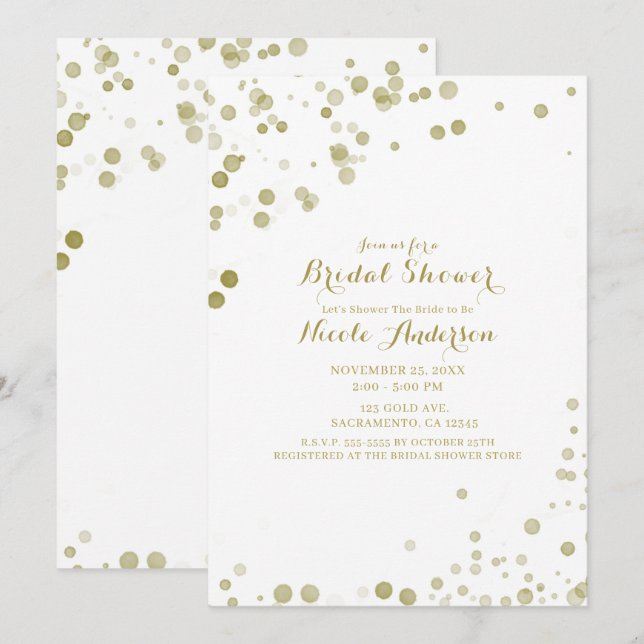 Gold Aquarelltöne Modernes, sauberes Brautparty Einladung (Vorne/Hinten)