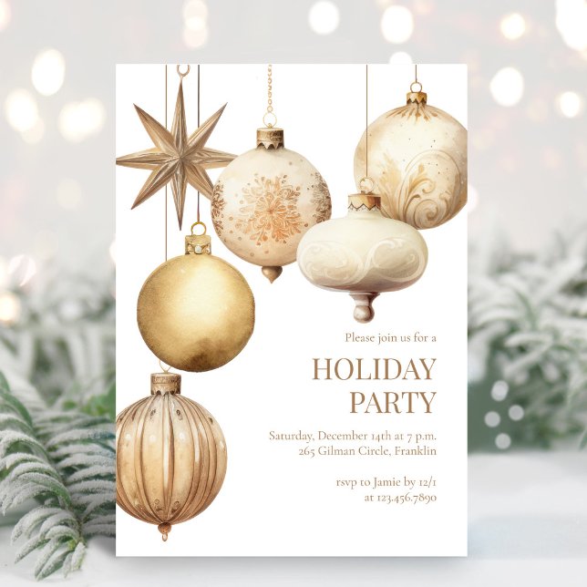 Gold Aquarelltöne Weihnachten Party Einladung (Von Creator hochgeladen)