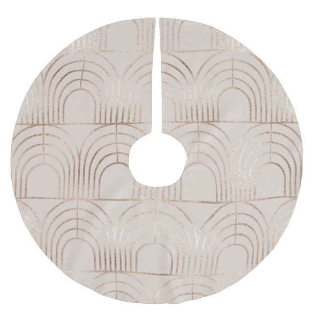 Gold Arch Tiles Art Deco. Polyester Weihnachtsbaumdecke (Vorderseite)