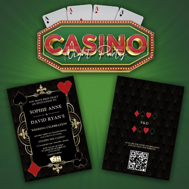 Gold Art Deco 20 Casino Vegas Poker Hochzeit Einladung (Von Creator hochgeladen)