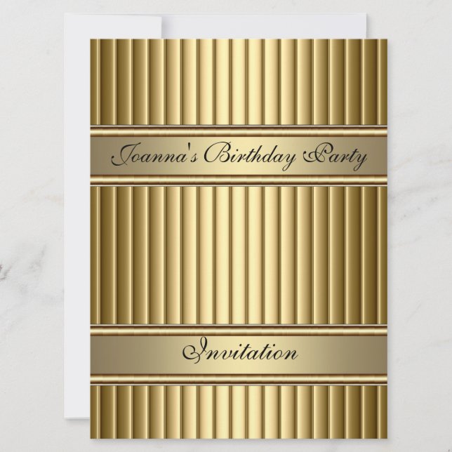 Gold Art Déco Anniversaire Fête Invitation Or (Devant)