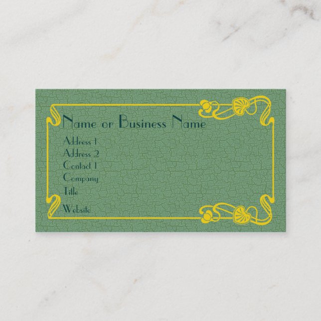 Gold Art Deco Border on Green Visitenkarte (Vorderseite)