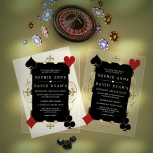 Gold Art Deco Casino Las Vegas Poker Hochzeit Acryleinladungen