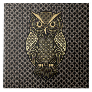 Gold Art Deco Eule Fliese