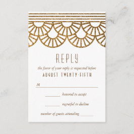Gold Art Deco Fan Wedding Einladungs-Antwort-Karte RSVP Karte