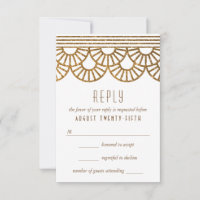 Gold Art Deco Fan Wedding Einladungs-Antwort-Karte