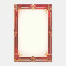 Gold Art Deco Frame on Red Post-it Klebezettel