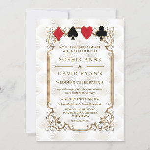 Gold Art Deco Gatsby Casino Vegas Poker Hochzeit  Einladung