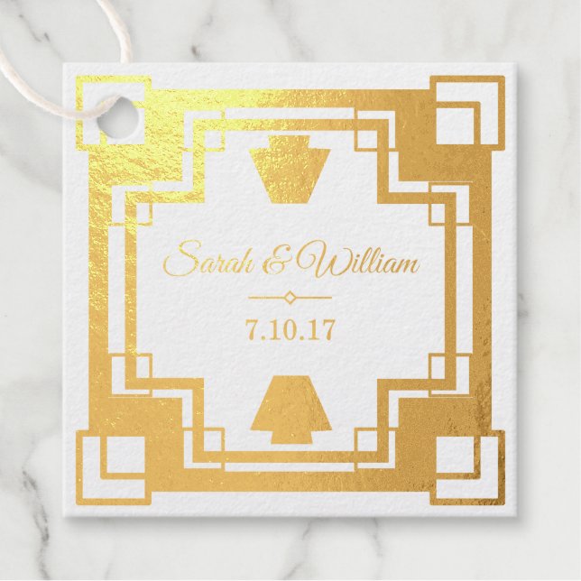 Gold Art Deco Glamour Vielen Dank Geschenkanhänger (Vorderseite)