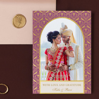 Gold Art Deco Hochzeit Vielen Dank Foto Karte