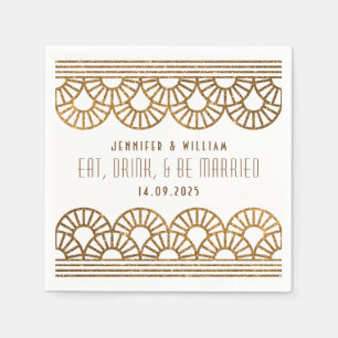 Gold Art Deco Hochzeitsempfang Cockatil Napkin Serviette