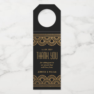 Gold Art Deco Lüfter Danke Flasche Tag Flaschenanhänger