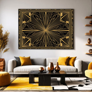 Gold Art Deco Luxus Kunst Leinwanddruck