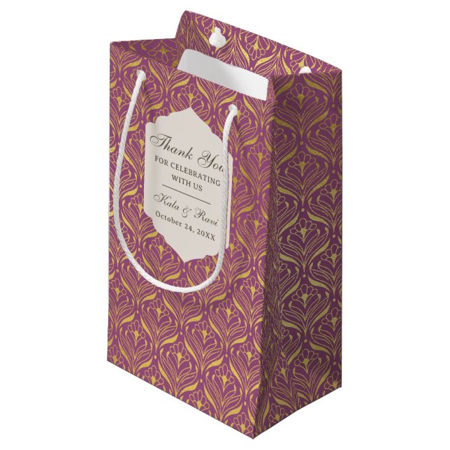 Gold Art Deco Mariage Retour Cadeau Favoriser Sac  (Devant Angle)