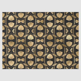 Gold Art Deco Muscheln auf Black Decoupage Seidenpapier