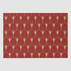 Gold Art Deco Muster auf dunkelrotem Hintergrund Seidenpapier