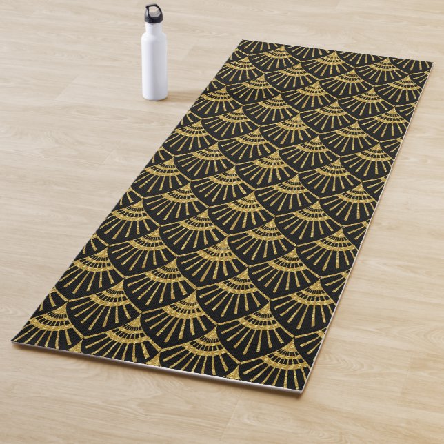 Gold Art Deco-Muster in schwarz Yogamatte (Beispiel)