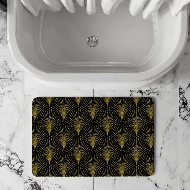 Gold Art-déco-Muster mit Monogramm Badematte (Von Creator hochgeladen)