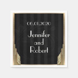 Gold Art Deco Stripe Wedding Napkin Serviette