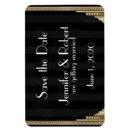 Gold Art Deco Stripe Wedding Save the Date Magnet