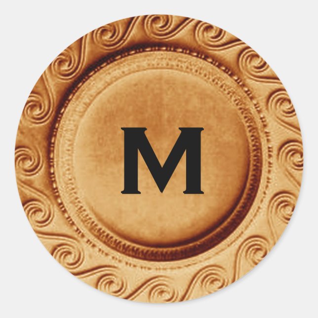Gold Art Deco Wedding Monogram M Aufkleber (Vorderseite)