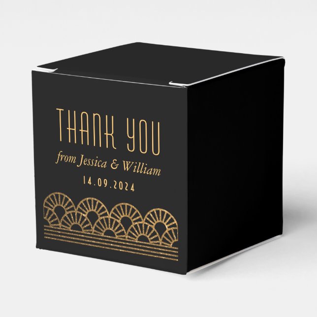 Gold Art Deco Wedding Reception Gästebuch Geschenkschachtel (Vorderseite)