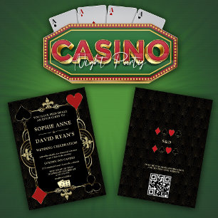 Gold Art Deco Zwanziger Kasino Vegas Poker Hochzei Einladung