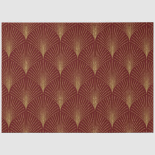 Gold Art-Deko-Muster über burgundischen Hintergrun Seidenpapier