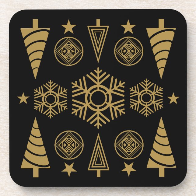 Gold Art Nouveau Weihnachtsdekoration Getränkeuntersetzer (Vorderseite)