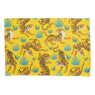Gold Asian Tiger Pattern Kissenbezug
