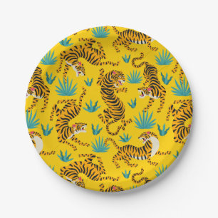 Gold Asian Tiger Pattern Pappteller