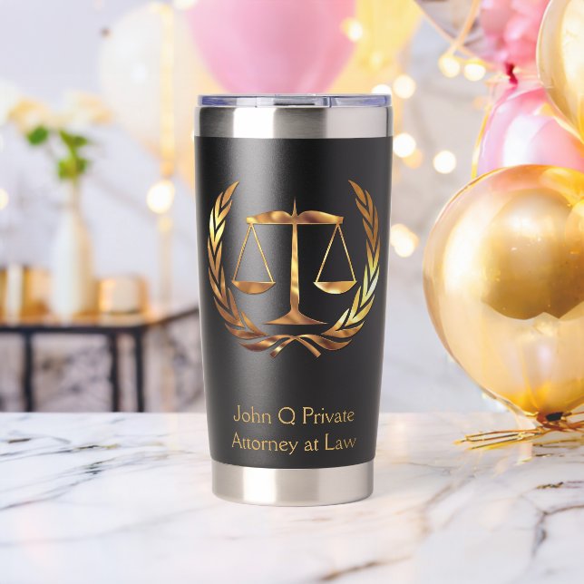 Gold Attorney Scales of Justice Custom Thermobecher (Bachelor Party (gedreht))