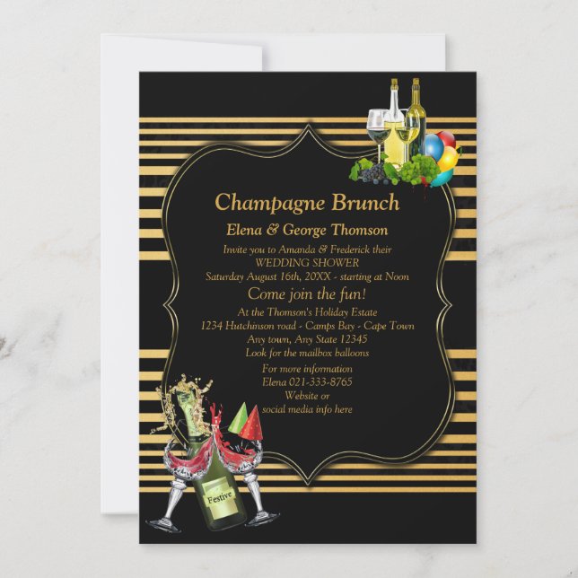Gold auf Black, Art-Deko-Brunch-Ankündigungen Einladung (Vorderseite)